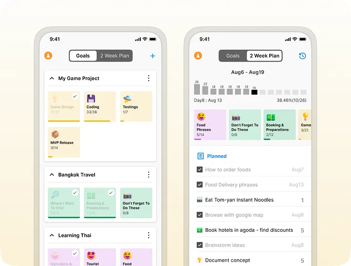 Two main screens of Agile We App