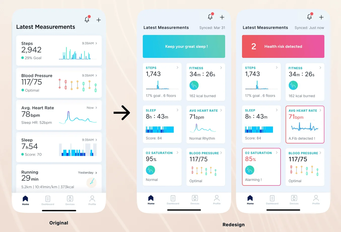 Withings health dashboard redesign