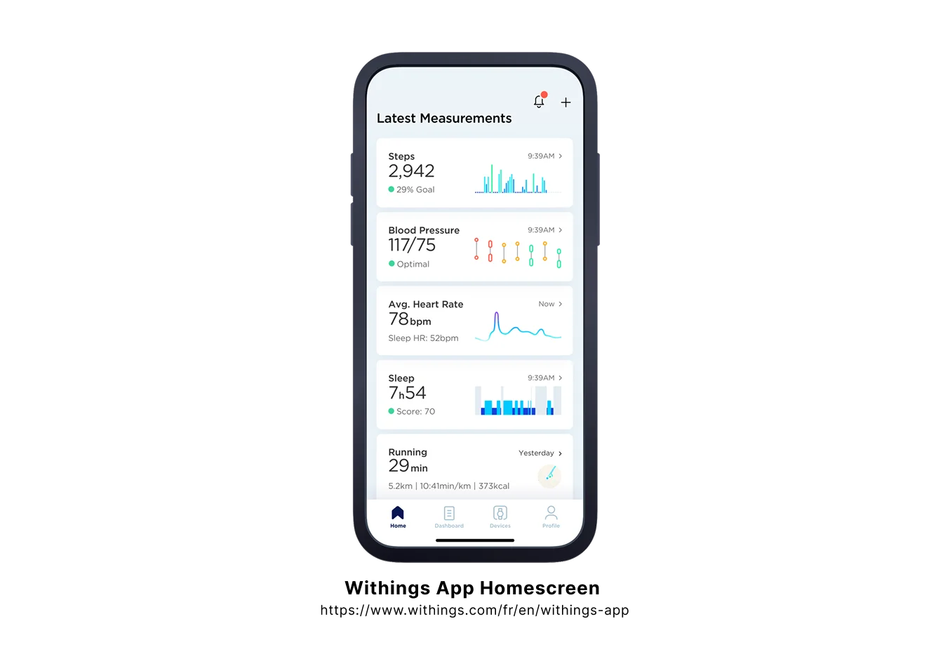 Withings App Homescreen