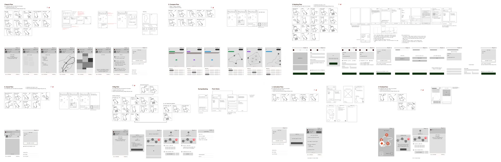Early wireframe sketches